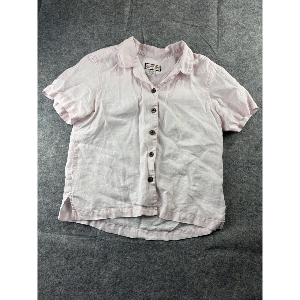 Jamaica Bay Discover Paradise Women's M 100% Linen Baby Pink Button Up Shirt